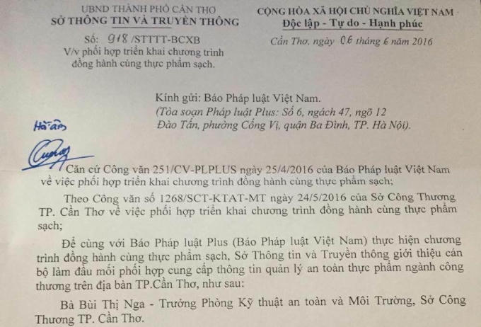 Sở Thông tin và Truyền thông Cần Thơ sẵn sàng vào cuộc cùng chiến dịch Đồng hành cùng thực phẩm sạch.