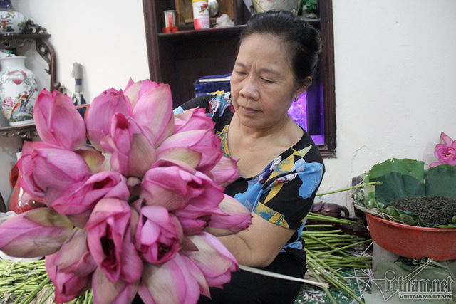 Để làm được 1kg trà sen nghệ nhân cần 1.000-1.200 bông sen