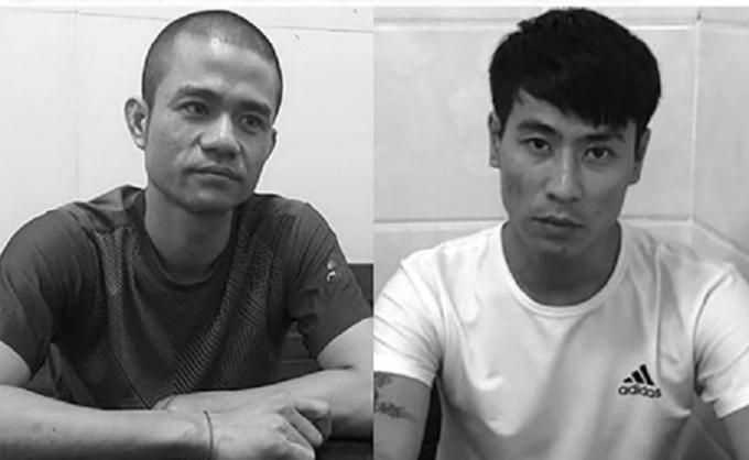 Lê Ngọc Sơn và Hoàng Ngọc Sinh (bên phải) tại cơ quan điều tra.