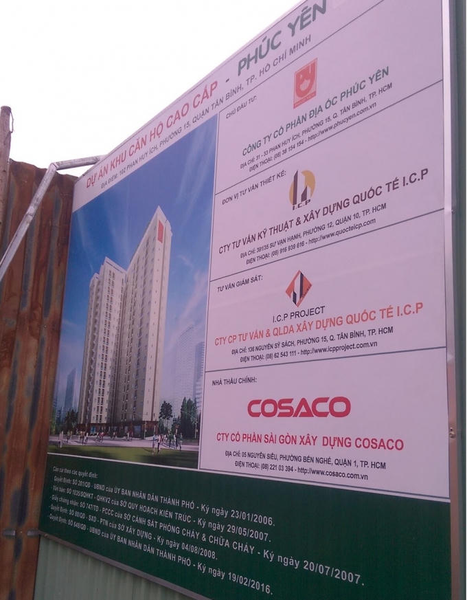 Dự án chung cư Phúc Yên đã tiến hành dựng hàng rào, bước đầu quá trình xây dựng mặc dù chưa được cấp phép.