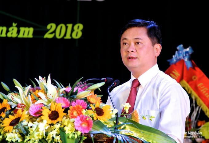 Chủ tịch UBND tỉnh Thái Thanh Quý phát biểu tại Đại hội. Ảnh: Mỹ Nga.