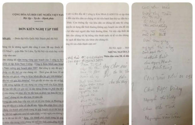 Đơn kiến nghị của người dân.