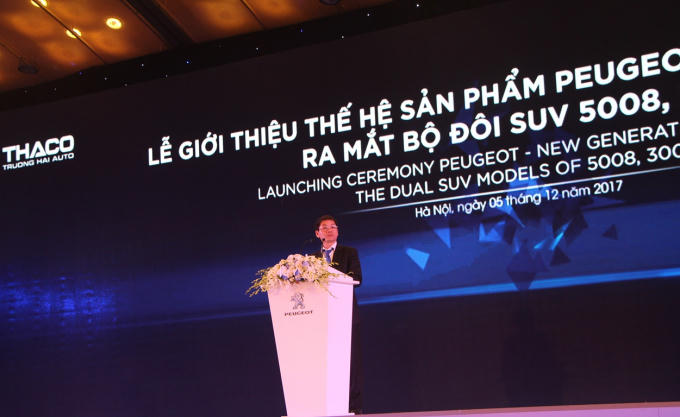 Ông Trần Bá Dương - Chủ tịch THACO  phát biểu trong buổi lễ ra mắt 2 mẫu xe Peugeot mới.