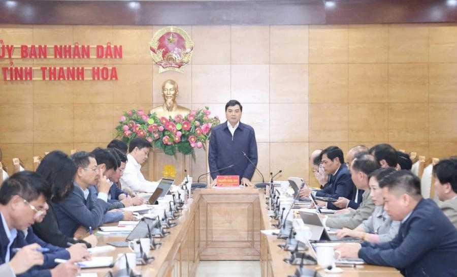 Chủ tịch UBND tỉnh Thanh Hoá Nguyễn Hoài Anh chủ trì hội nghị. (Ảnh: thanhhoa.gov.vn)