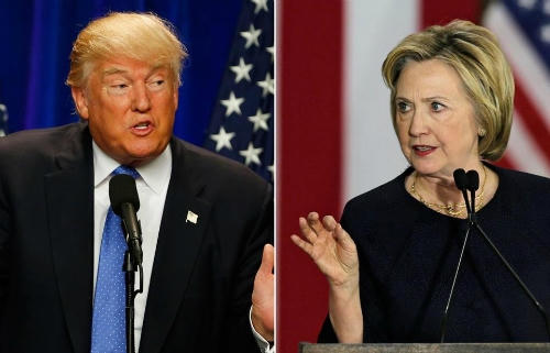 Hillary Clinton (phải) và Donald Trump. Ảnh: Boston Globe