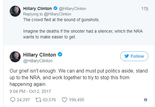 Cựu Ngoại trưởng Mỹ Hillary Clinton kêu gọi hành động để ngăn chặn các vụ tấn công tương tự (Ảnh: Twitter)