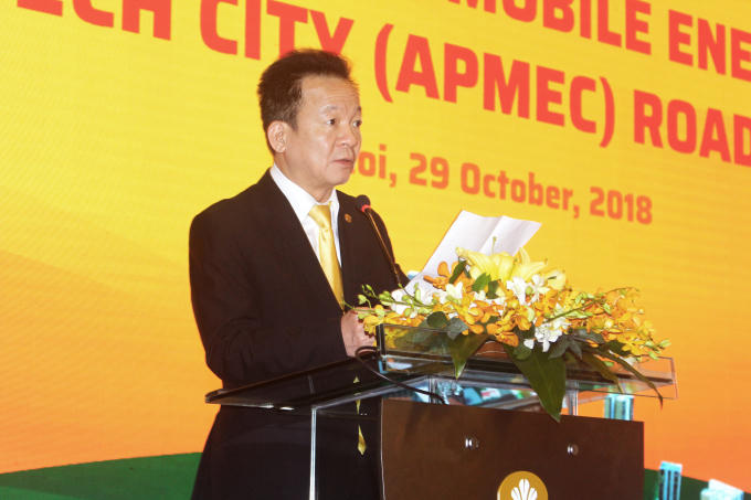 Chủ tịch HĐQT kiêm Tổng Giám đốc Tập đoàn T&amp;T Group Đỗ Quang Hiển phát biểu khai mạc Hội thảo Dự án thành phố công nghệ cao năng lượng di động Châu Á – Thái Bình Dương