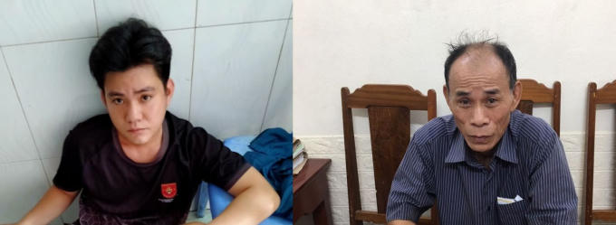 2 đối tượng truy nã Lê Đình Tần(áo xám) và Đặng Sỹ Phú