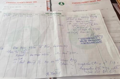 Sau khi sự việc sảy ra, chị Hà đi khám thai và nhận được kết quả sảy thai.