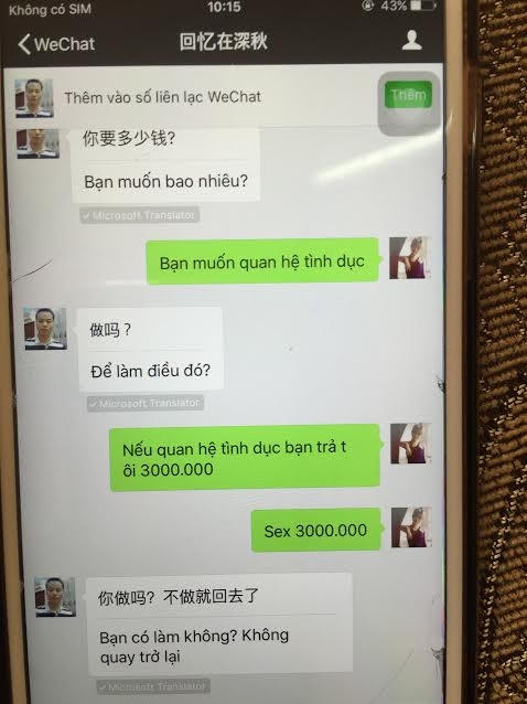 Dũng đã thông qua Webchat để làm kênh giao dịch môi giới mại dâm với người nước ngoài.