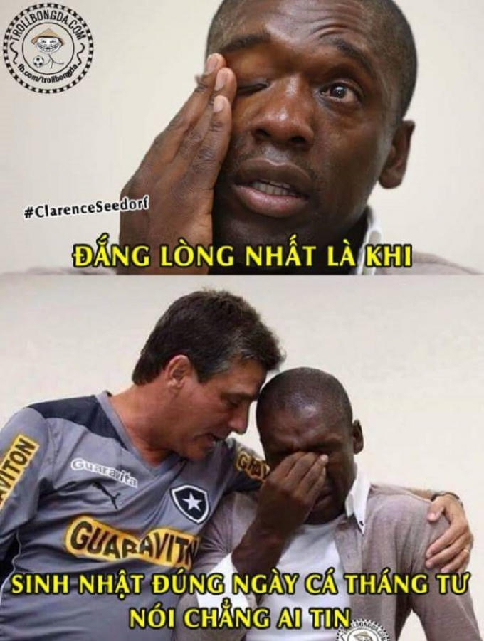 Nỗi khổ tâm của các bạn có sinh nhật vào ngày Cá tháng tư. (Ảnh:Troll bóng đá).                Những ngôi sao bóng đá nổi tiếng cũng bị cư dân mạng lôi vào trò chế ảnh hài hước này. (Ảnh: Troll bóng đá).