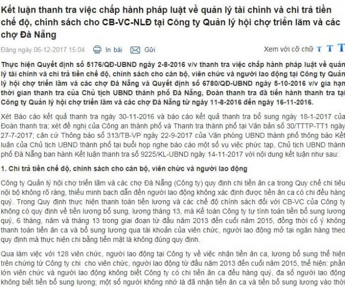 Từ việc này, Chủ tịch UBND TP Đà Nẵng giao Sở Nội vụ chủ trì phối hợp với Sở Công Thương kiểm tra, xử lý và đề xuất phương án xử lý đối với các tập thể và cá nhân có vi phạm.