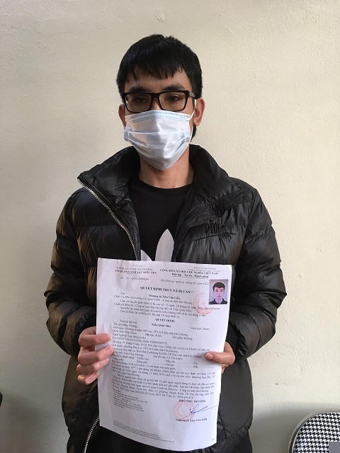 Đối tượng Huy tại cơ quan Công an