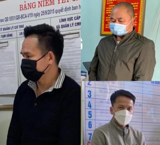 Các đối tượng tại cơ quan công an (Ảnh: Công an Hà Giang).