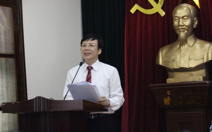 Ông Hồ Quang Lợi, Phó Chủ tịch thường trực Hội Nhà báo Việt Nam phát biểu tại buổi lễ (ảnh Văn Lịnh).