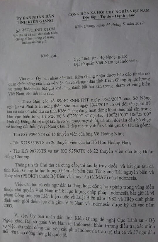 Công văn của UBND tỉnh Kiên Giang.