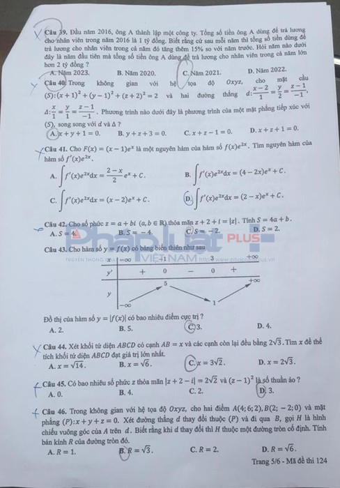 Đề thi m&ocirc;n To&aacute;n THPT quốc gia 2017 v&agrave; gợi &yacute; lời giải
