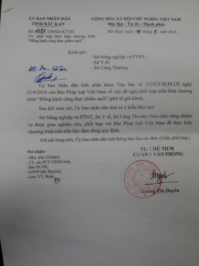 Công văn phúc đáp của UBND tỉnh Bắc Kạn.