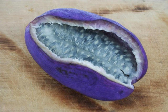 Quả Akebi ăn được cả vỏ lẫn ruột. Ảnh: Internet