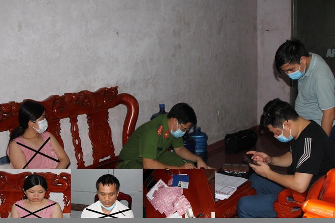 Thảo và Khánh cùng số tang vật. Ảnh: Công an Hà Nam.