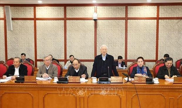 Tổng Bí thư, Chủ tịch nước Nguyễn Phú Trọng phát biểu tại buổi làm việc.