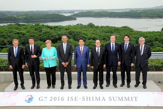 Lãnh đạo các nước G7 chụp ảnh sau khi ra tuyên bố chung của hội nghị. (Ảnh: Reuters)