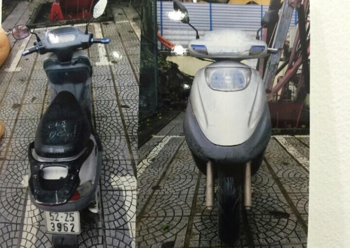 Chiếc xe mà đối tượng dùng để tẩu thoát. (Ảnh: Công an cung cấp).