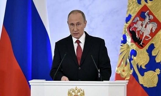 Tổng thống Nga Putin đọc thông điệp liên bang. (Ảnh: Sputnik)