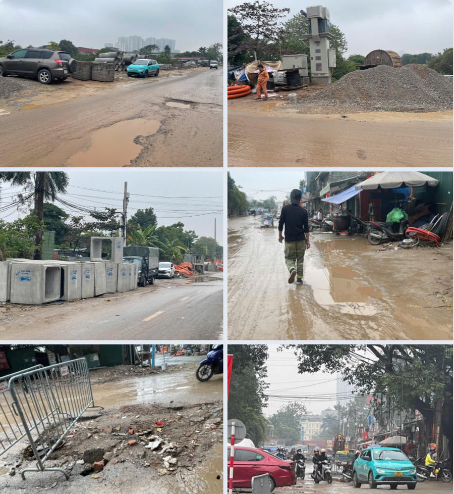 Dự án mở rộng đường Phú Diễn (phường Phú Diễn, Hà Nội) khiến con đường trở nên nhếch nhác, tiềm ẩn nguy cơ mất an toàn giao thông.