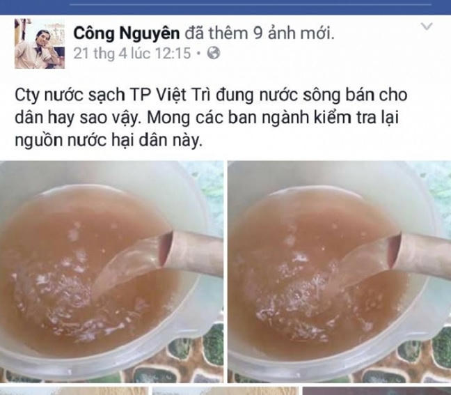 Hình ảnh "nước sạch" của gia đình anh Công Nguyên ngày 21/4 (Ảnh: Thu Hường).