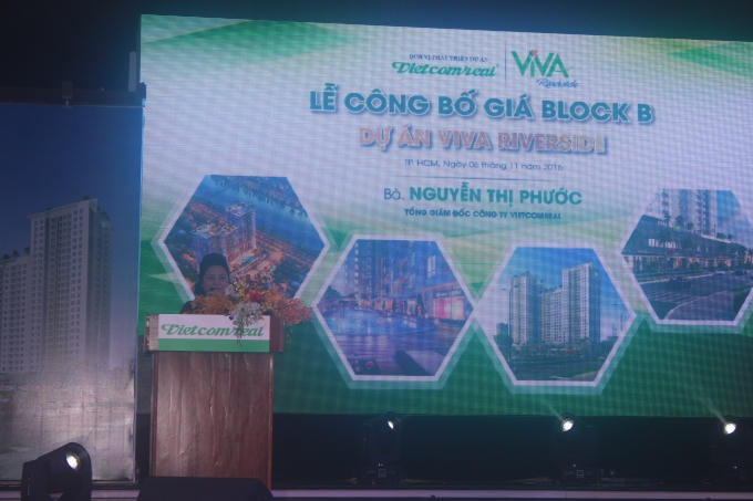 Bà Nguyễn Thị Phước – Tổng giám đốc công ty Vietcomreal phát biểu tại buổi lễ công bố.