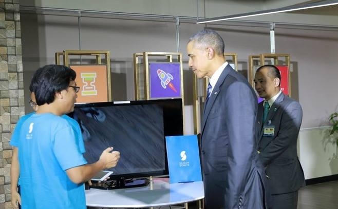 Tổng thống Mỹ Obama đã đến Dreamplex để gặp giới doanh nghiệp trẻ.