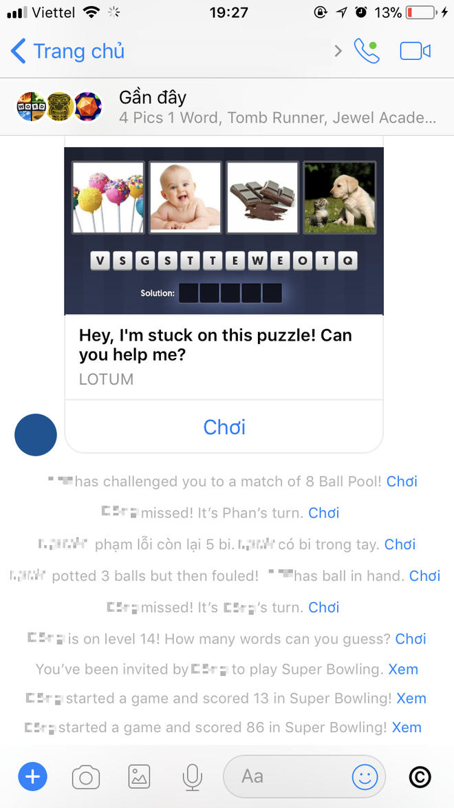 Một group chat đã "ngập tràn" các thông báo về điểm số và trò chơi sau khi các thành viên trong nhóm "thách đấu" lẫn nhau thế này đây!