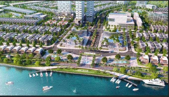 Toàn cảnh dự án One River nằm dọc sông Cổ Cò.