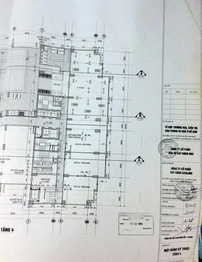 Bản vẽ mặt bằng kỹ thuật tầng 4 tòa nhà Helios (Ảnh người dân cung cấp).