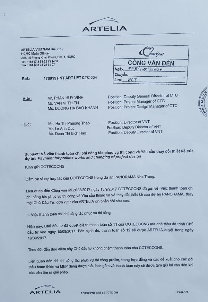 Kỳ 1- Tranh chấp tại Dự án Panorama Nha Trang: Có hay không việc chủ đầu tư nâng tầng khiến nhà thầu chấm dứt hợp đồng?