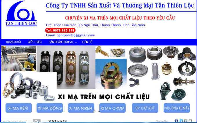Trang web Công ty TNHH sản xuất và thương mại Tân Thiên Lộc.