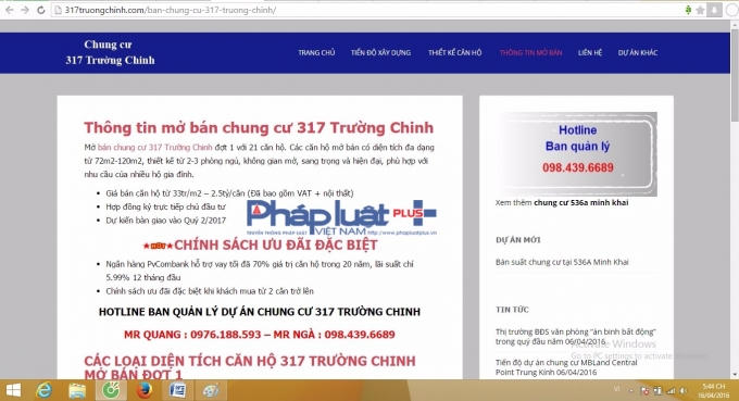 Dự &aacute;n BID Tower 317 Trường Chinh: Chưa c&oacute; GPXD, tr&ecirc;n mạng rao b&aacute;n ầm ầm