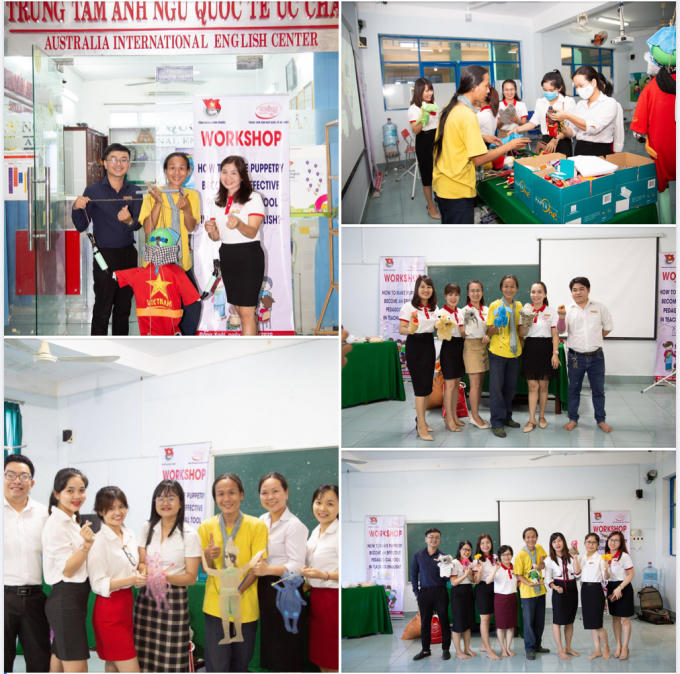 Những chú rối xinh xắn đủ thể loại đã “hớp hồn” tất cả giáo viên Trung tâm Anh ngữ Quốc tế Úc Châu (Bình Phước)