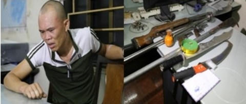 Đối tượng Dũng và số tang vật bị thu giữ tại nhà (ảnh ANTĐ).