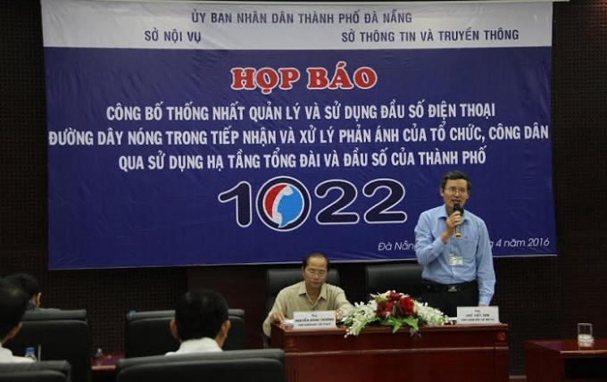 Buổi họp báo công bố thống nhất quản lý và sử dụng đầu số đường dây nóng của TP Đà Nẵng.