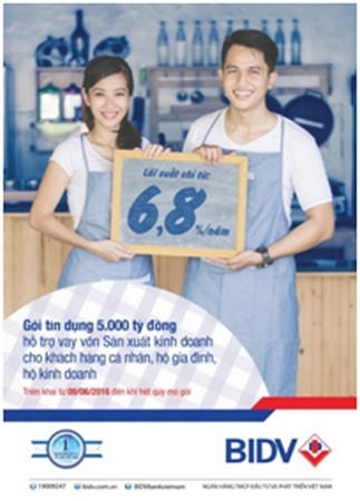 Từ ngày 09/06/2016 đến khi hết quy mô gói, Ngân hàng TMCP Đầu tư và Phát triển Việt Nam - BIDV triển khai Gói tín dụng 5.000 tỷ đồng với nhiều ưu đãi hấp dẫn.