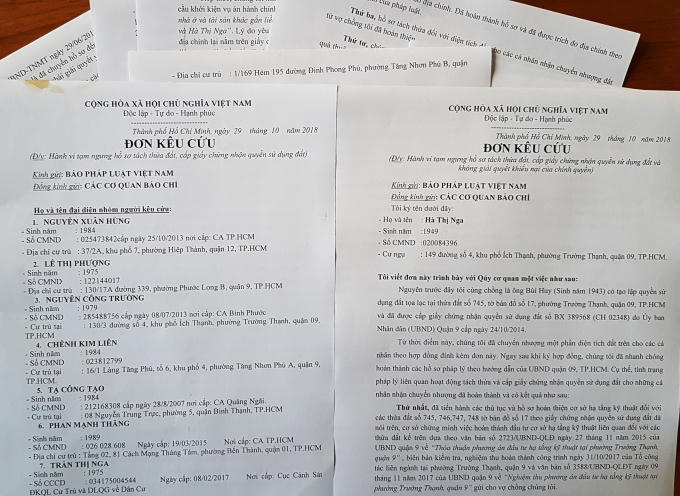 Đơn kêu cứu của bà Nga và tập thể người dân.