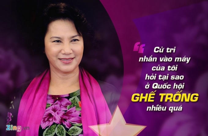 Tại phiên Quốc hội chất vấnThủ tướng ngày 23/12/2013, bà Ngân cho biết "có hôm cử tri nhắn vào máy của tôi hỏi tại sao ở Quốc hội ghế trống nhiều quá, đại biểu Quốc hội vắng họp nhiều. Cử tri rất chú ý theo dõi kỳ họp Quốc hội và xem trách nhiệm của đại biểu thế nào” .