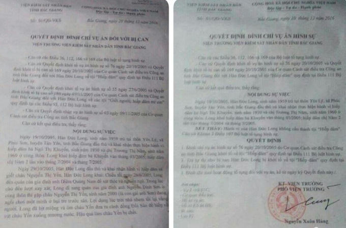 Quyết định đình chỉ vụ án, trả lại tự do cho ông Hàn Đức Long.