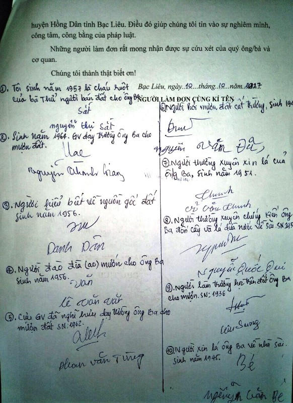 Đơn kiến nghị tập thể của dân về việc giám đốc thẩm bản án phúc thẩm.