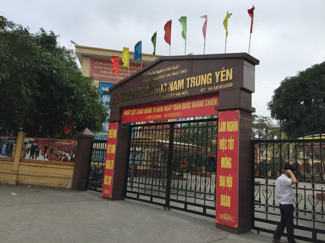 Trường Tiểu học Nam Trung Yên, nơi xảy ra vụ việc.