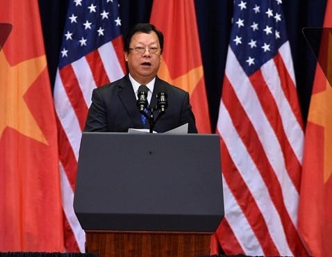 Ông Vũ Xuân Hồng, Chủ tịch Liên hiệp các tổ chức hữu nghị Việt Nam phát biểu.