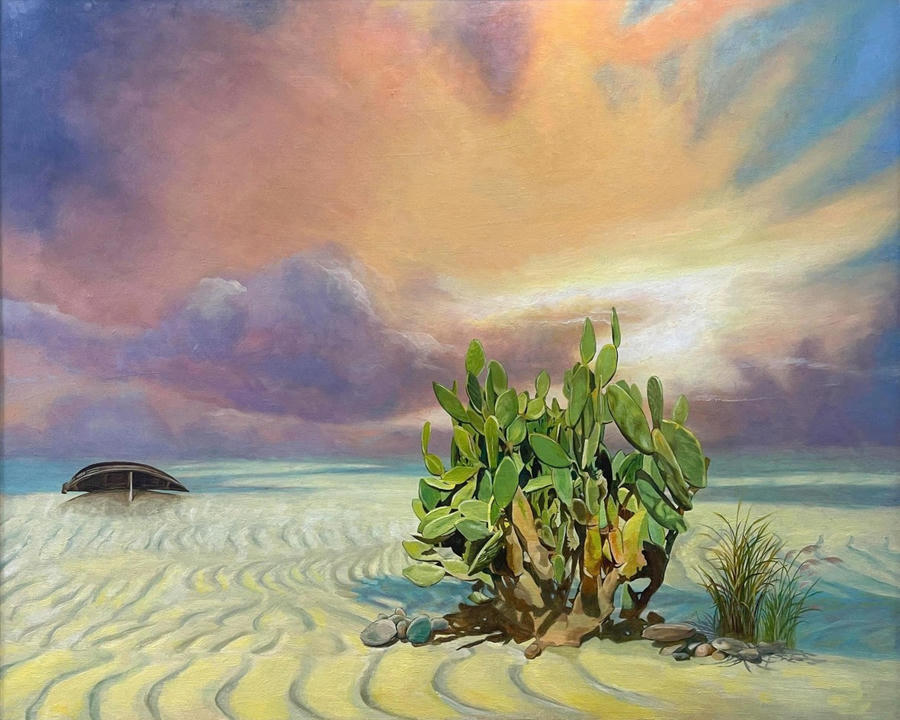 Chờ - Sơn dầu; Lê Thị Thanh.