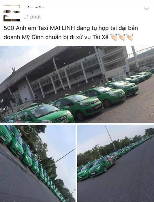 Thông tin trên mạng xã hội cho là “500 anh em” taxi Mai Linh tụ họp để ‘xử’ người đàn ông đi Mercedes cầm gạch tấn công tài xế của hãng xe này.